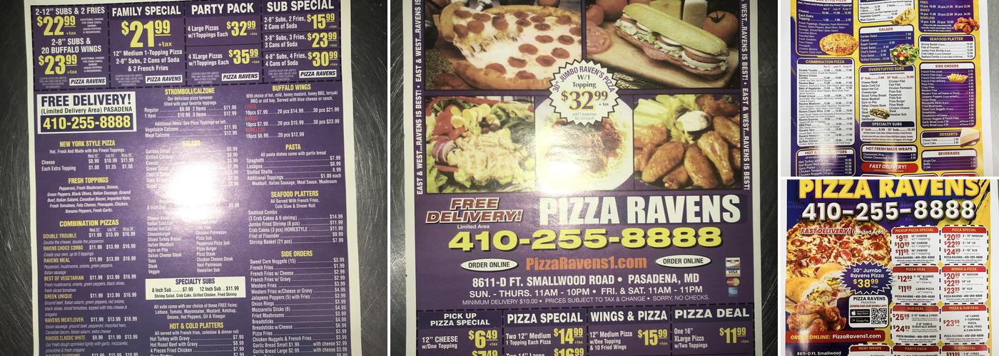 Pizza Ravens Menu