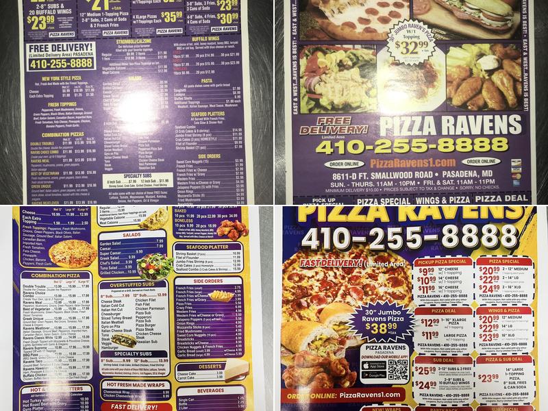 Pizza Ravens Menu