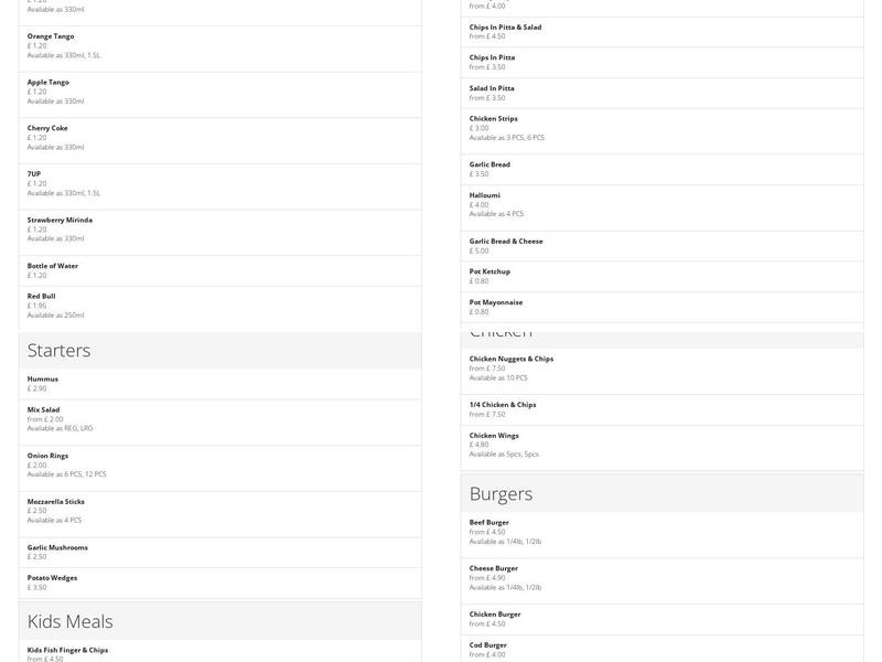 Strood Kebab & Burger House Menu