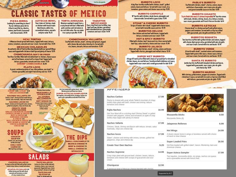 Los Aztecas Mexican Grill and Bar Menu