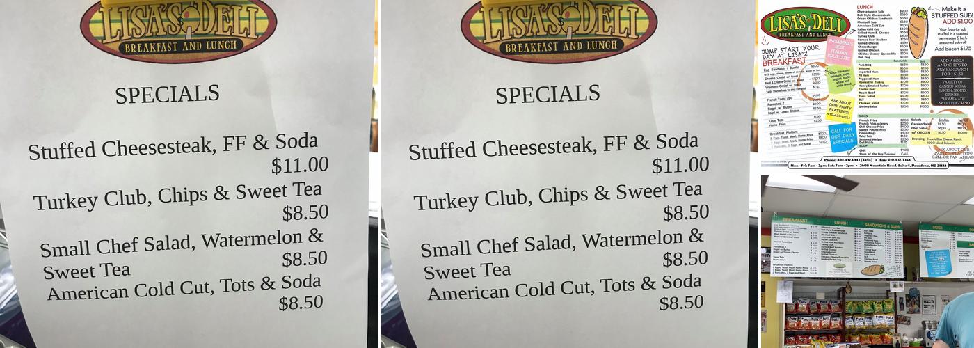 Lisa's Deli Menu