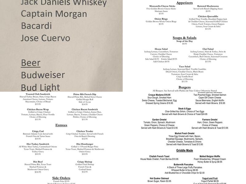 Siniikaung Bistro Menu