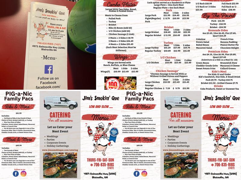 Jim's Smokin' Que Menu