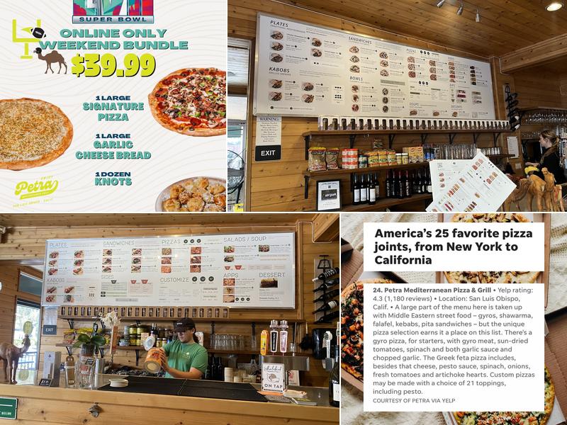 Petra Mediterranean Pizza and Grill Menu