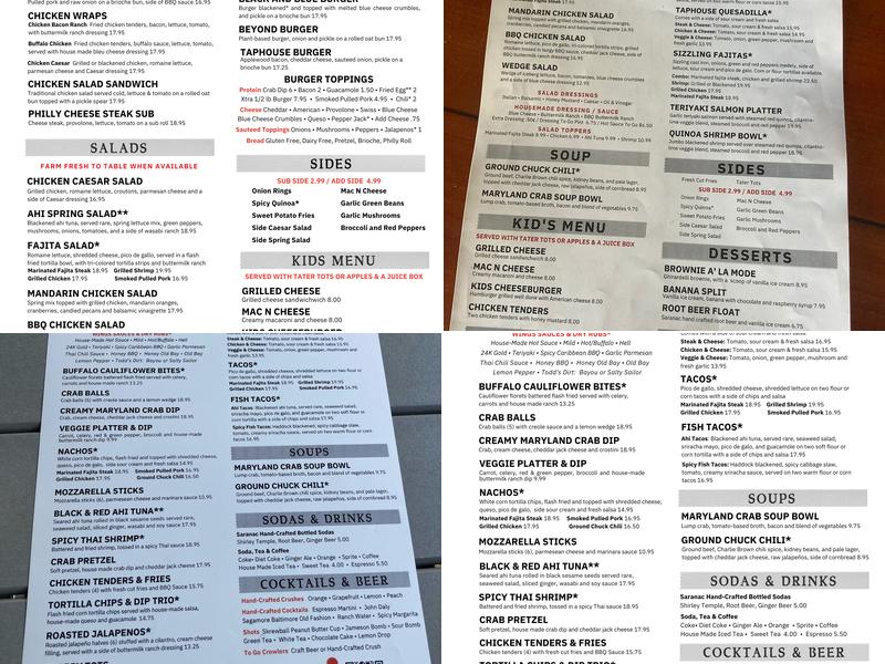 Severna Park Taphouse Menu