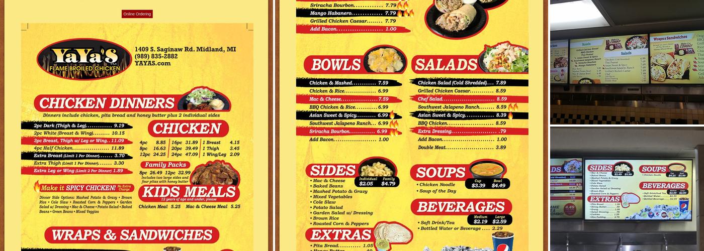 Ya Ya's Flame Broiled Chicken Menu