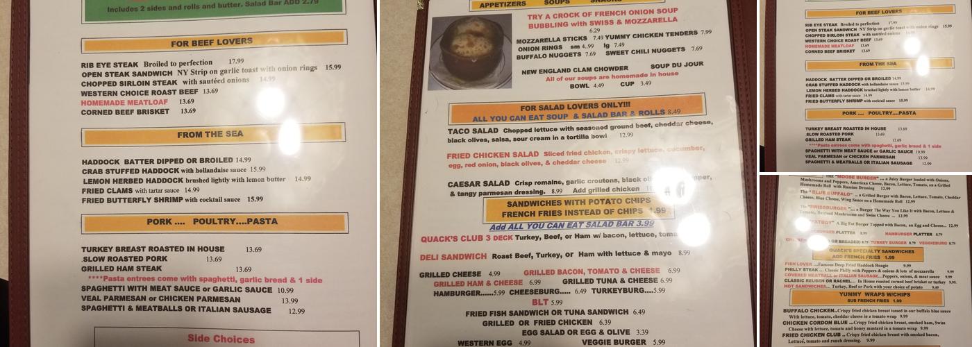 Quack's Village Inn Menu