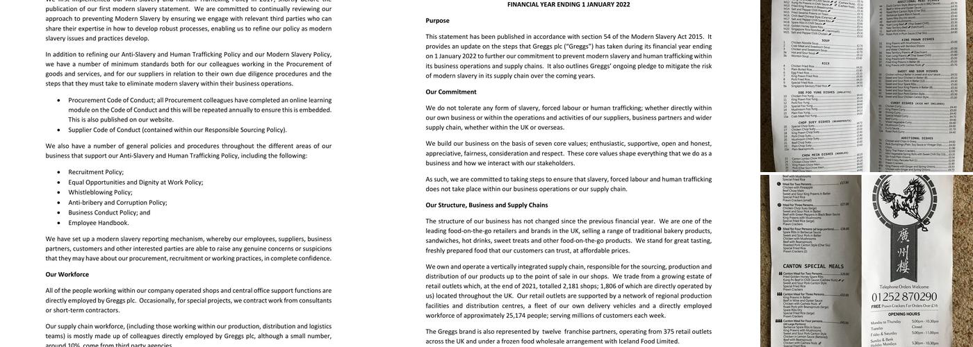 Greggs Menu