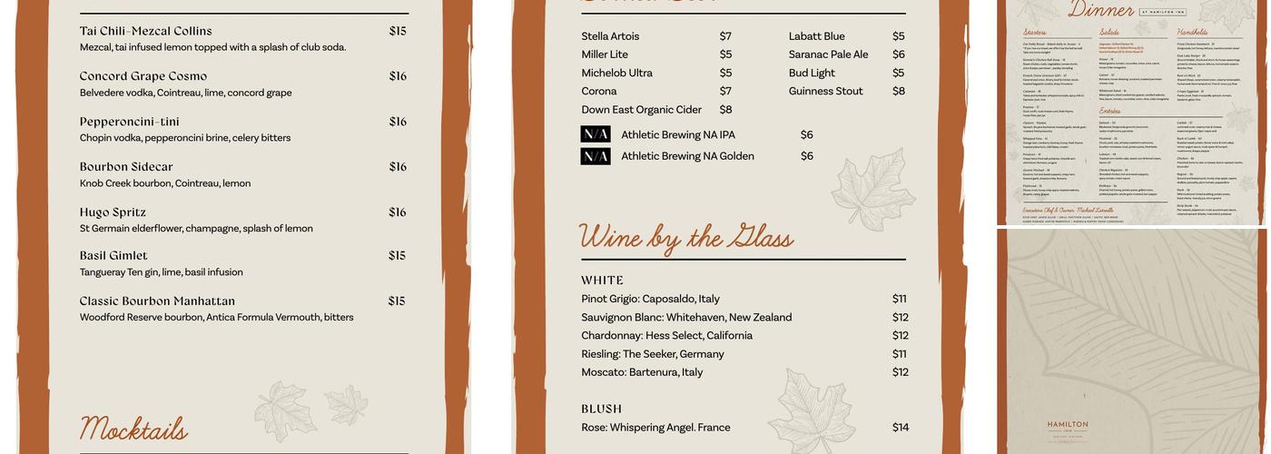 Hamilton Inn Menu