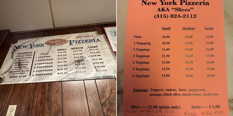 New York Pizzeria aka Slices Menu