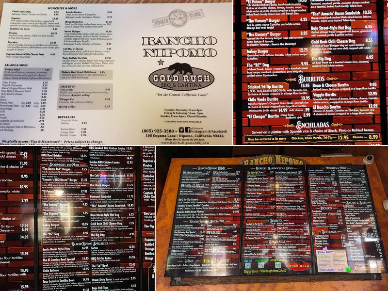 Rancho Nipomo BBQ Menu