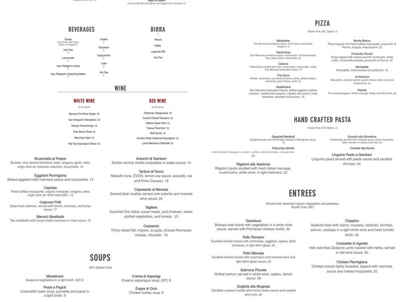 Mama's Meatball Menu