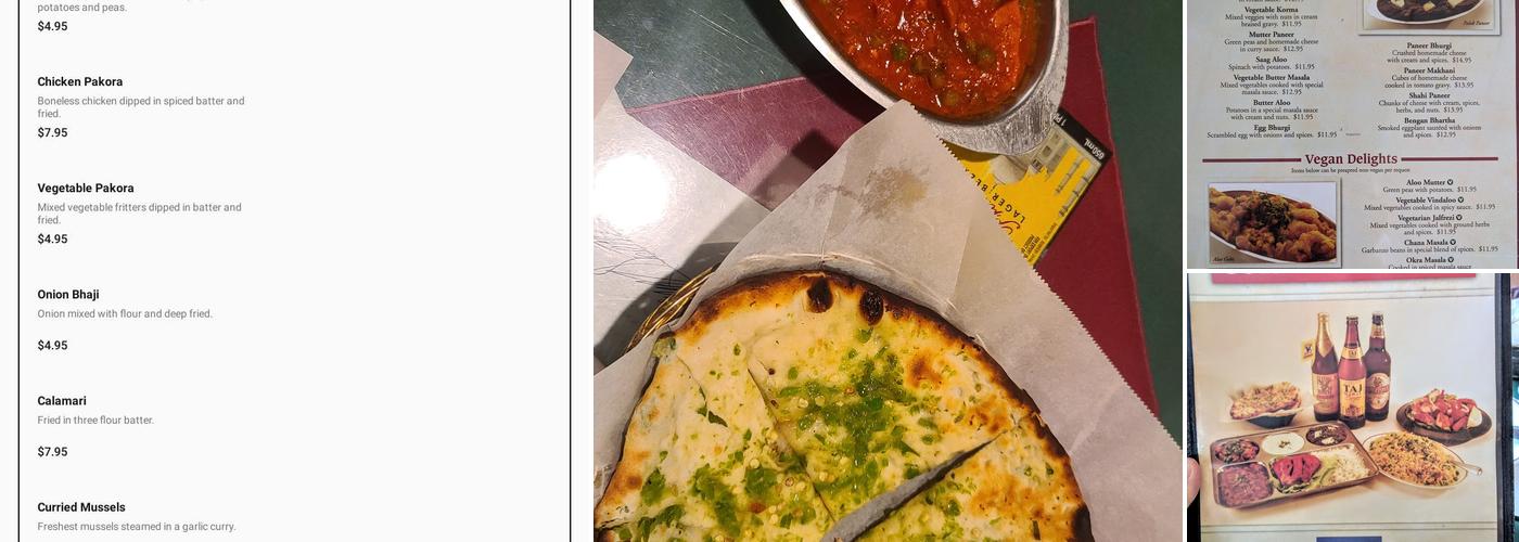 Taj Palace Cuisine of India Menu