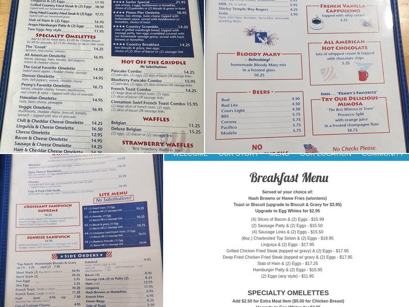 Penny's All American Cafe Menu