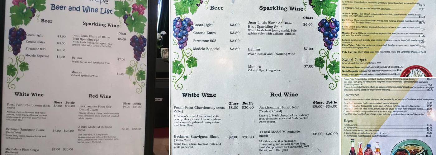 Le Ciel Crepes Cafe Menu