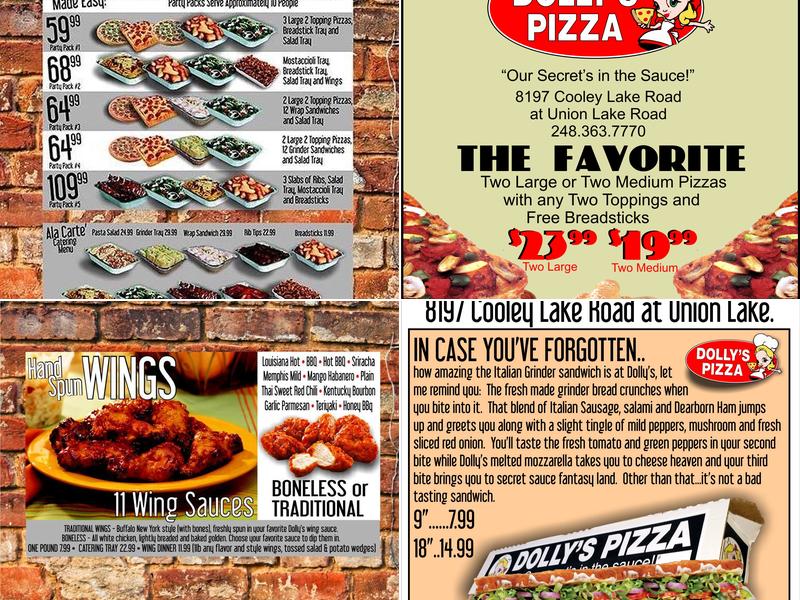 Dolly's Pizza Menu