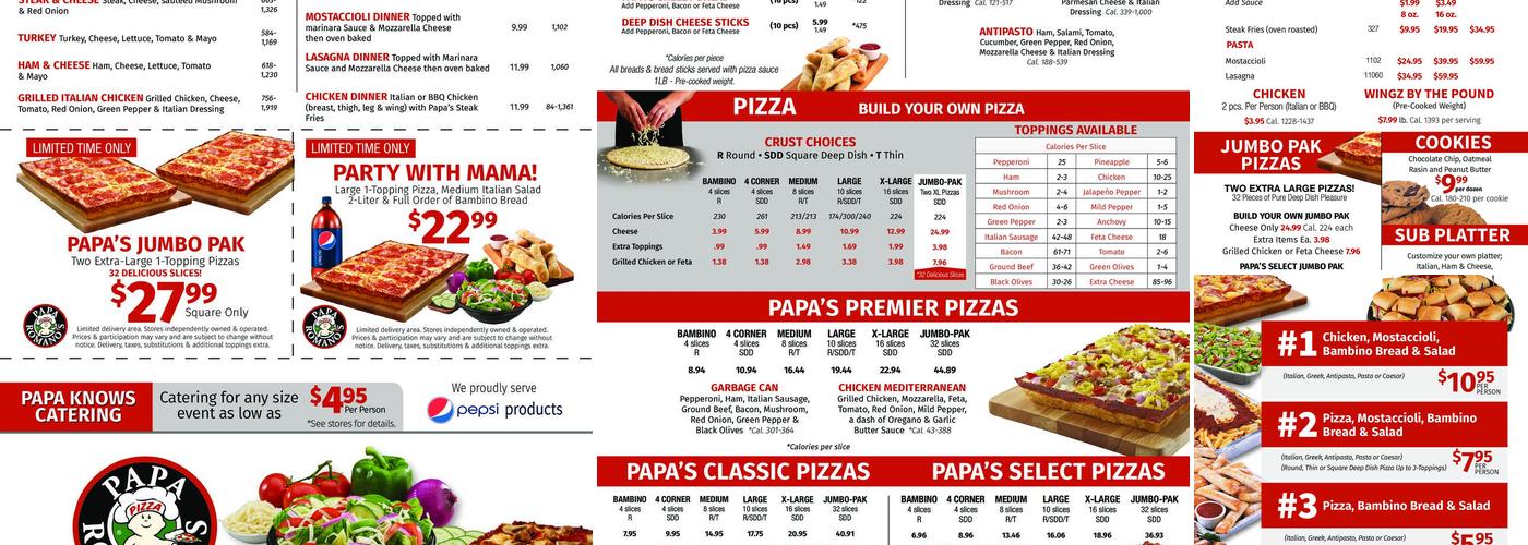 Papa Romano's Pizza & Mr. Pita Menu