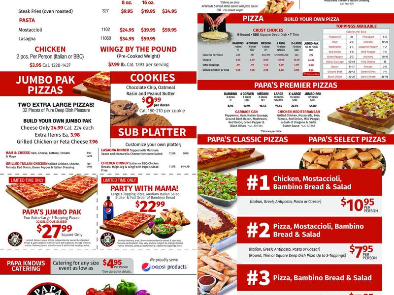 Papa Romano's Pizza & Mr. Pita Menu