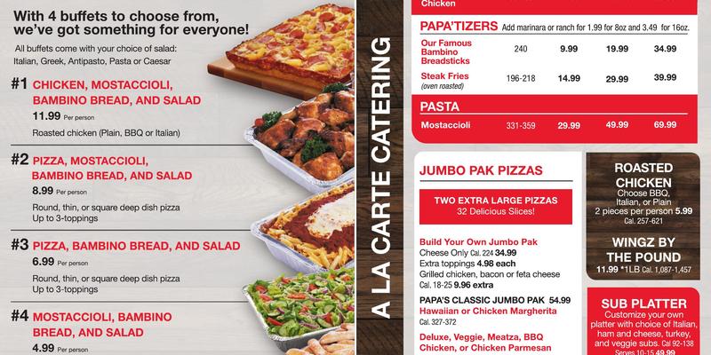 Papa Romano's Pizza Menu
