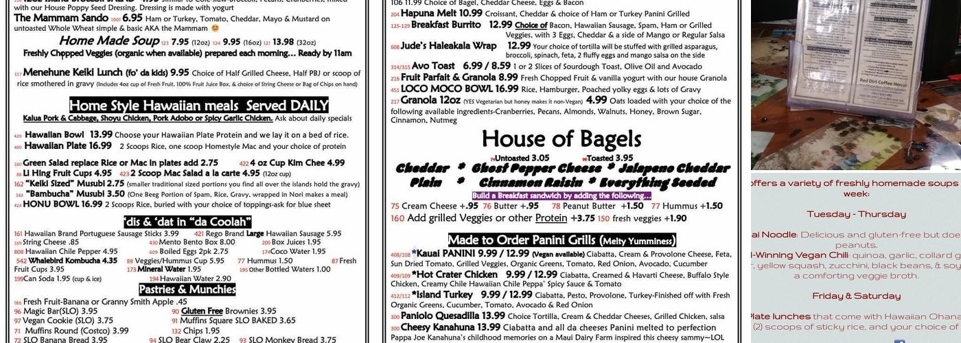 Red Dirt Coffee House Menu