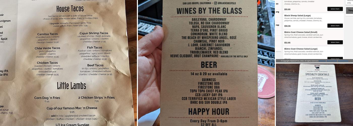 Black Sheep Bar & Grill Menu