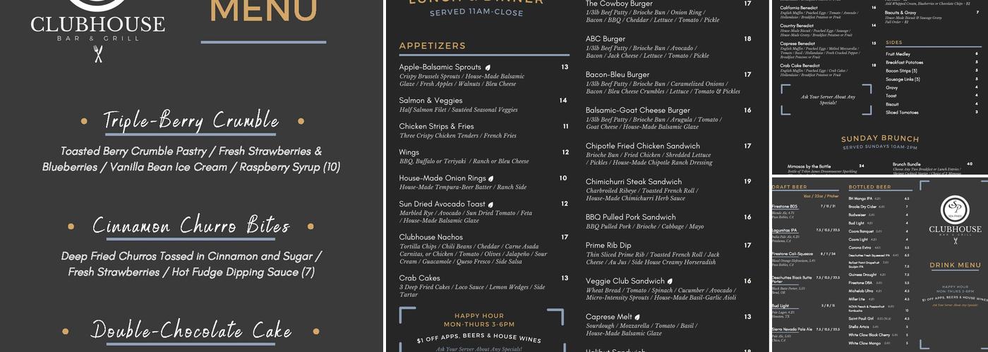 The Clubhouse Grill @ Sea Pines Menu