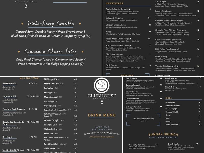 The Clubhouse Grill @ Sea Pines Menu