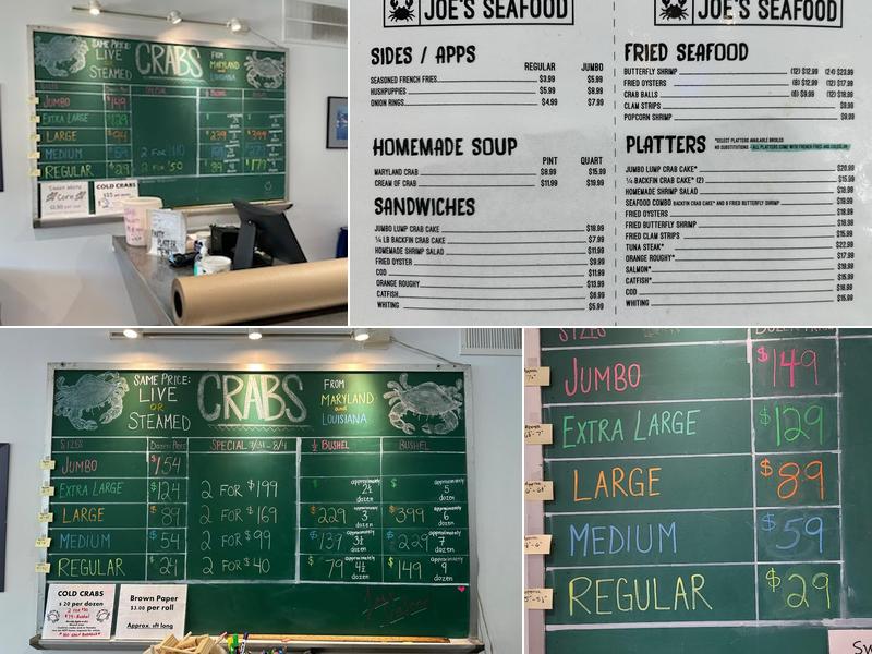 Joe's Seafood Menu
