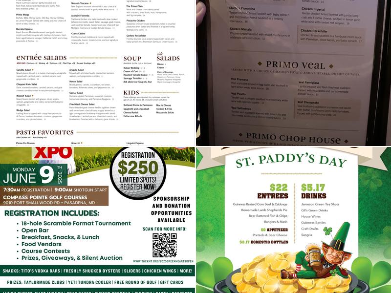 Primo Pasta Kitchen Menu