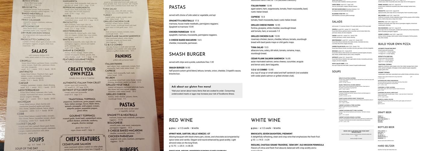 Crispelli's Bakery & Pizzeria - West Bloomfield Menu