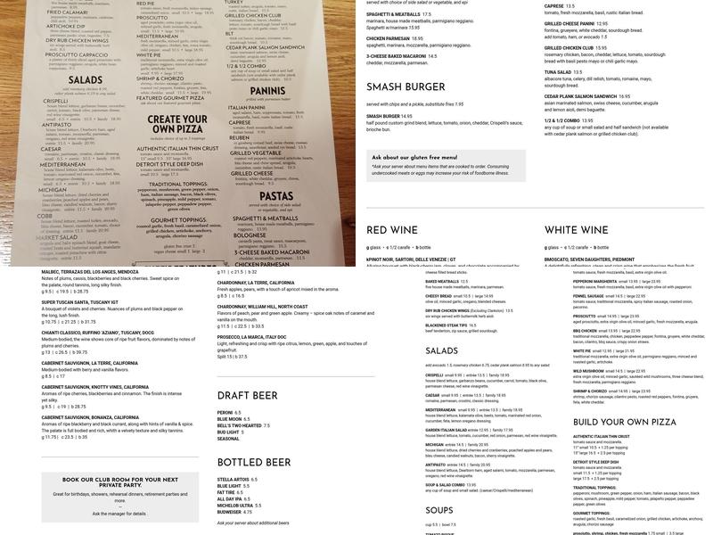 Crispelli's Bakery & Pizzeria - West Bloomfield Menu