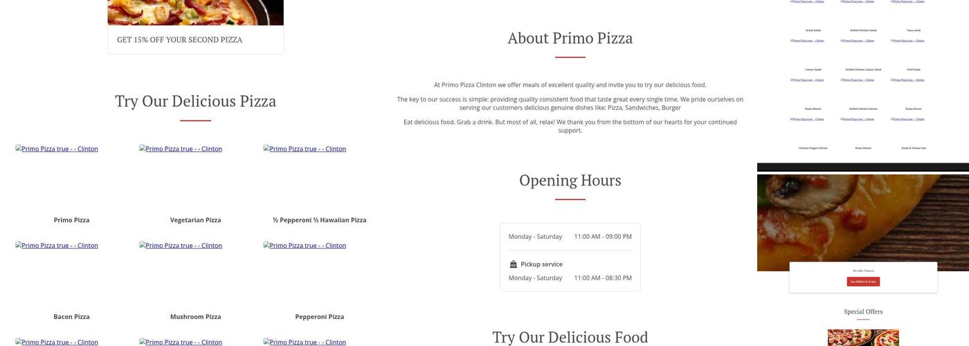 Primo Pizza Menu
