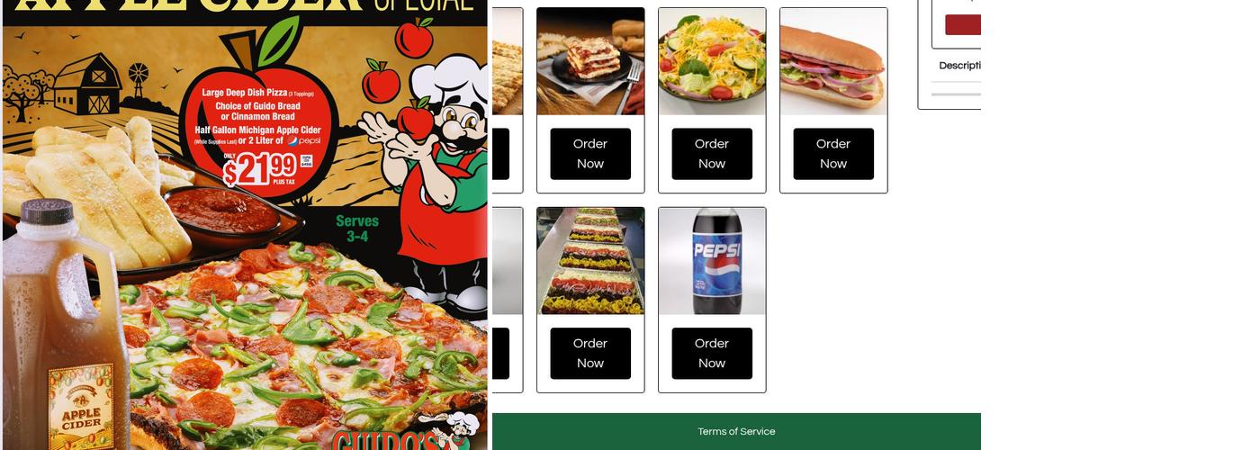 Guido's Premium Pizza Waterford Menu