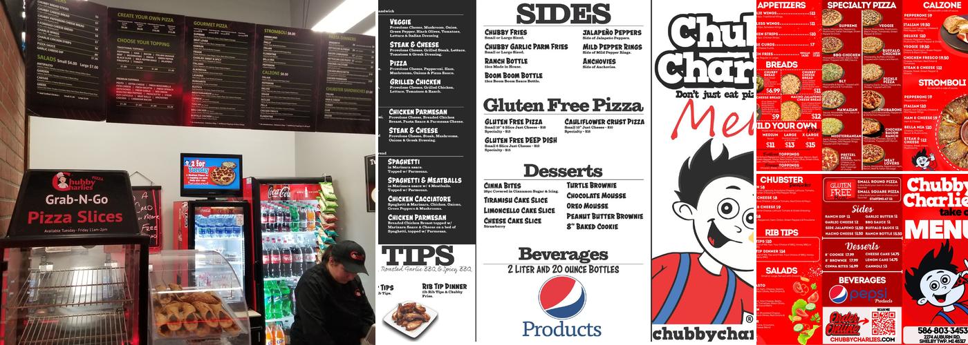 Chubby Charlie's Pizza Menu