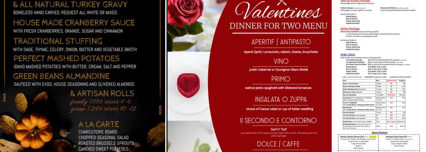 Bologna Trattoria Menu