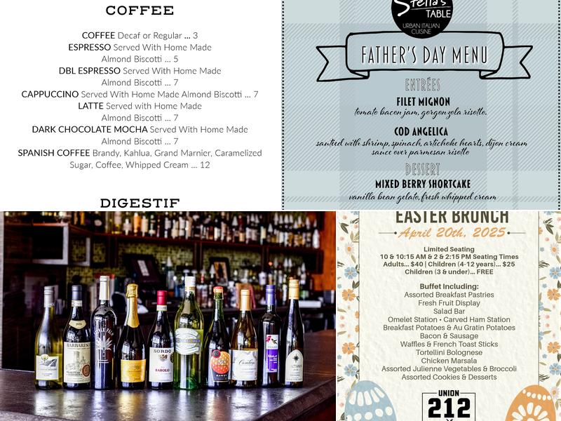 Stella's Table Menu