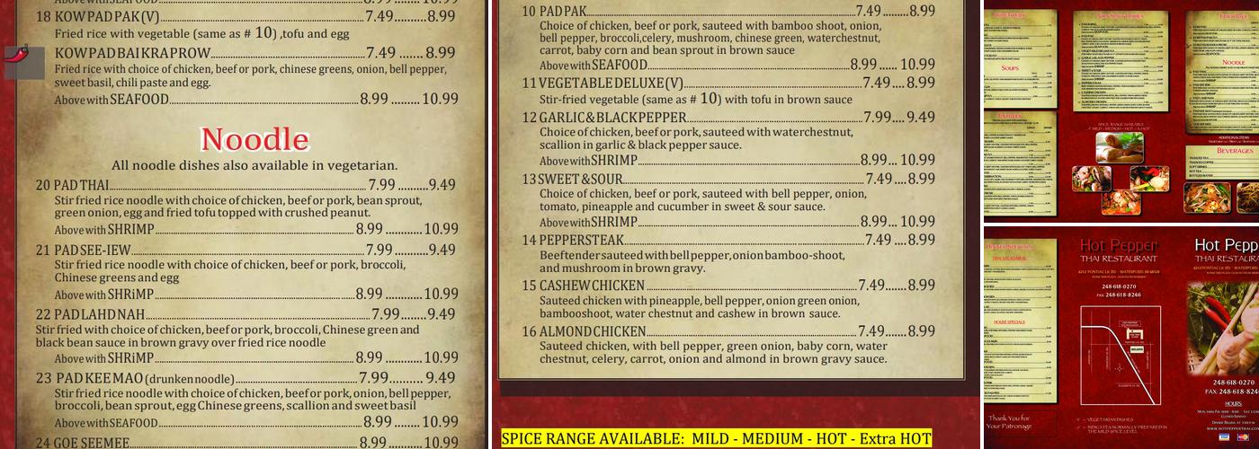 KK Pepper Thai Restaurant Menu
