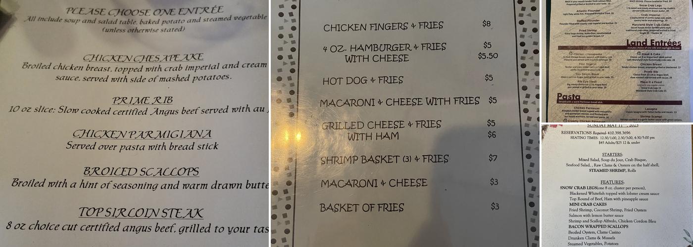 Wesley's Restaurant Menu