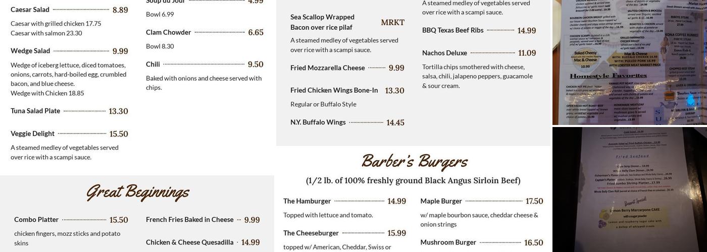 Barbers Crossing North Menu