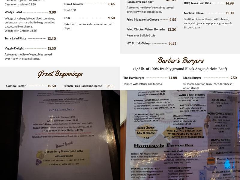 Barbers Crossing North Menu