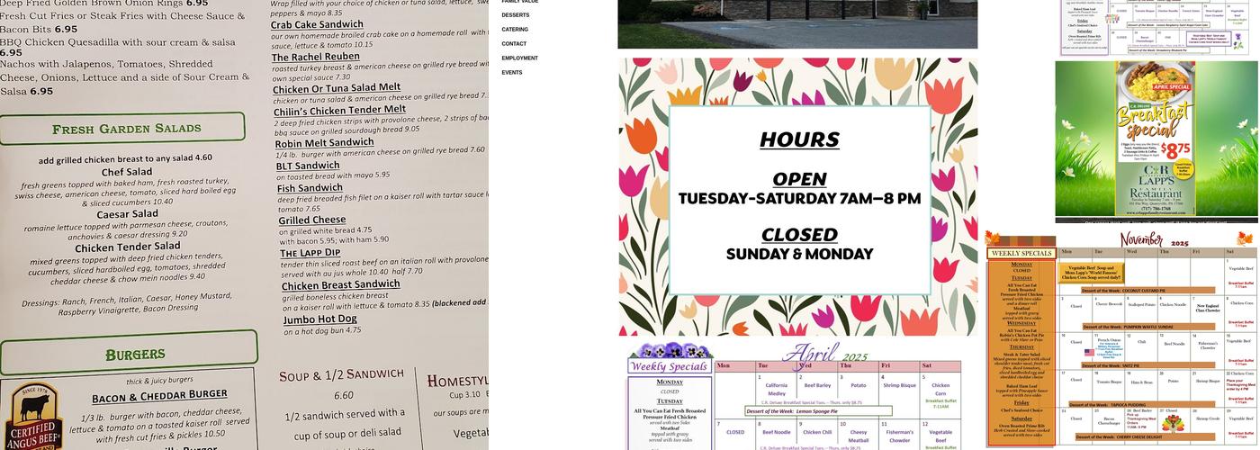 C.R. Lapp's Family Restaurant Menu