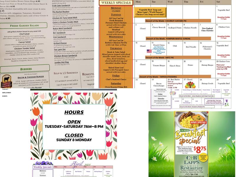 C.R. Lapp's Family Restaurant Menu