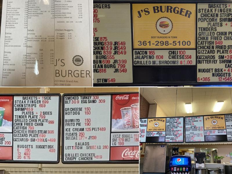J's Burger Menu