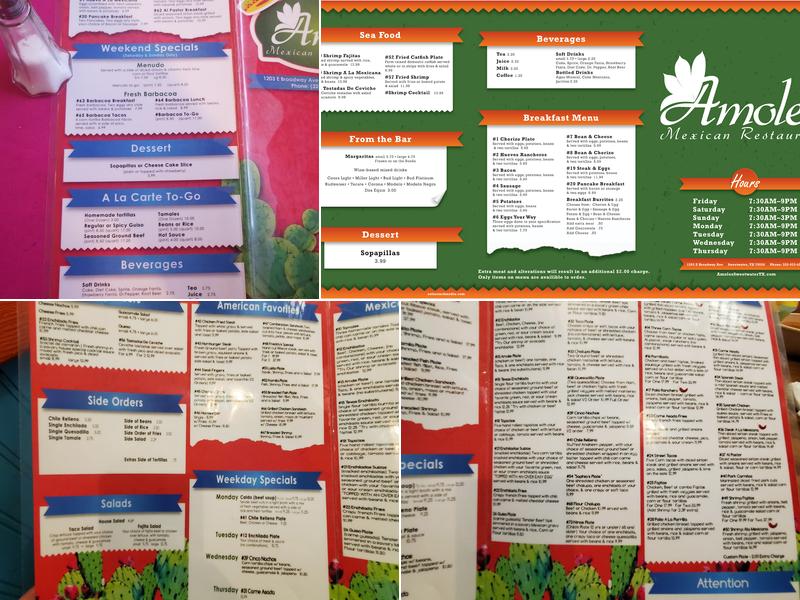 Amole's Mexican Restaurant Menu