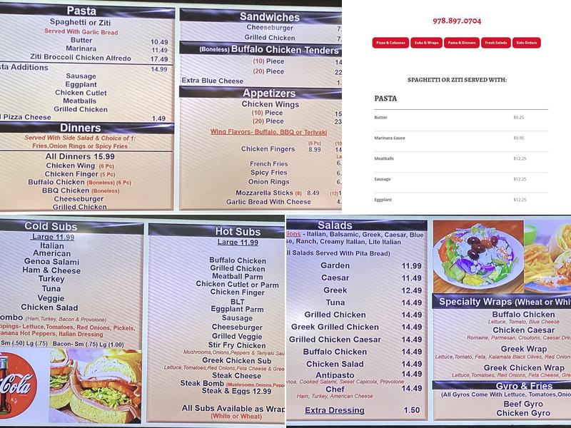 Stow House of Pizza Menu