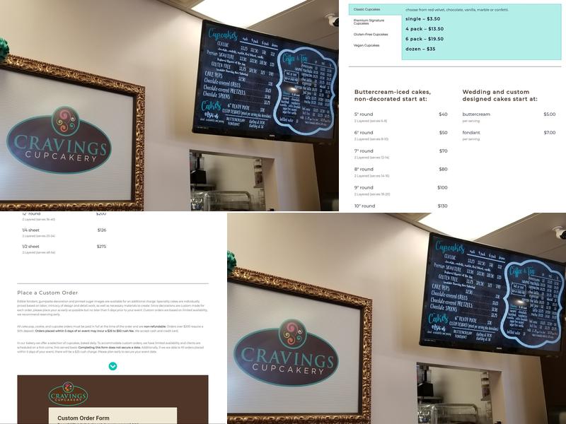 Cravings Cupcakery Menu