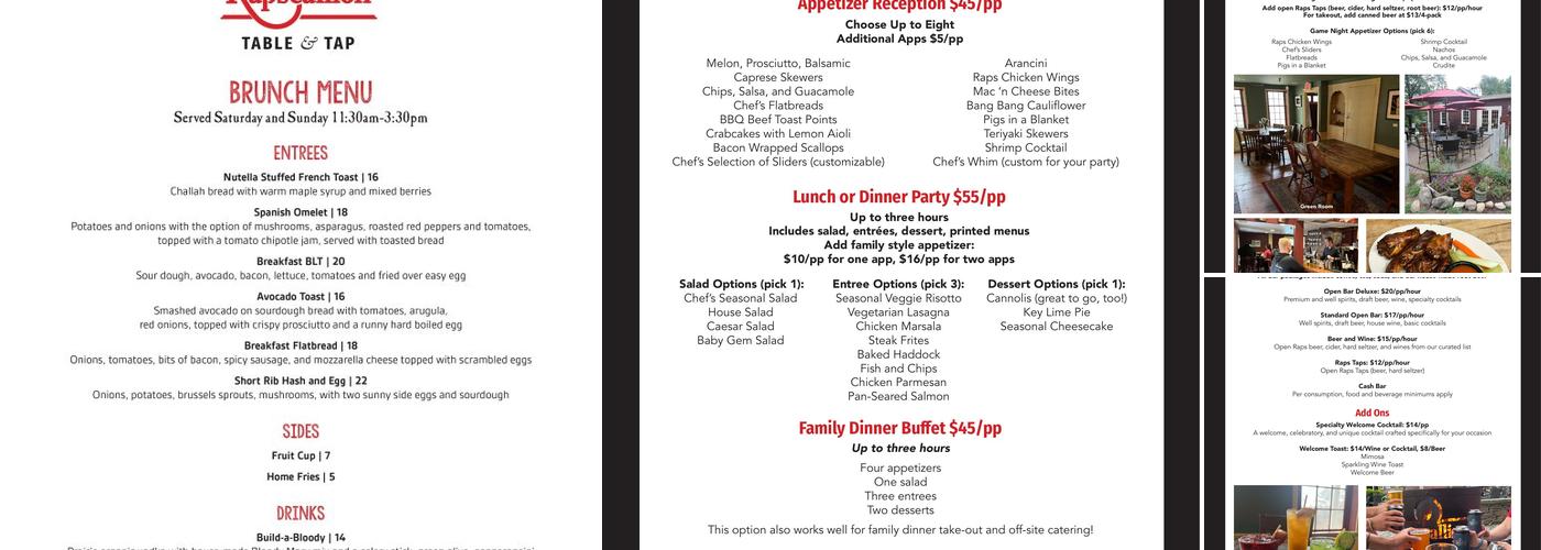 Rapscallion Table & Tap Menu