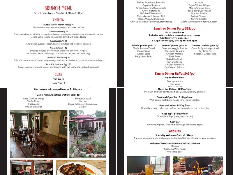 Rapscallion Table & Tap Menu