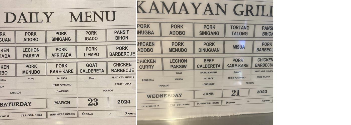 Kamayan Grill Menu