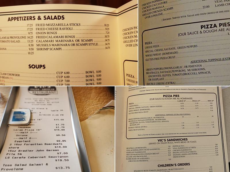 Vic's Italian Restaurant Menu